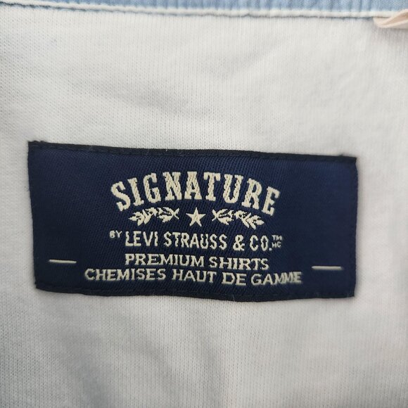 Signature by Levi Strauss XL Blue Striped Cotton Shirt | Chemise rayée bleue XL - Picture 8 of 8